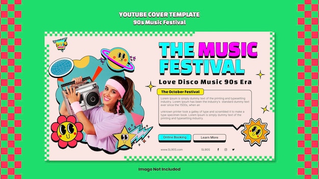 Modello di copertina di youtube festival musicale retrò 2023