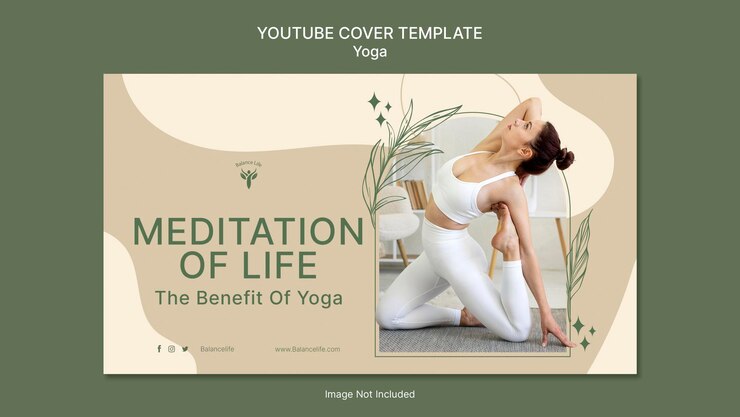 PSD youtube cover template nature yoga meditation earth tone