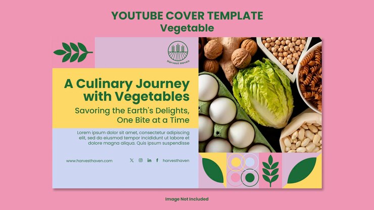 PSD youtube cover template supermart vegetable sale pastel color