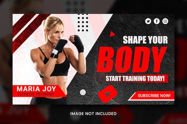 PSD youtube fitness miniatuur sjabloon