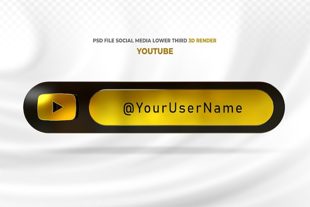 PSD youtube gold lower third banner 3d