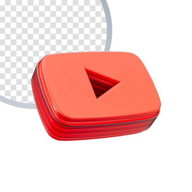 PSD youtube icon 3d render concept on white background