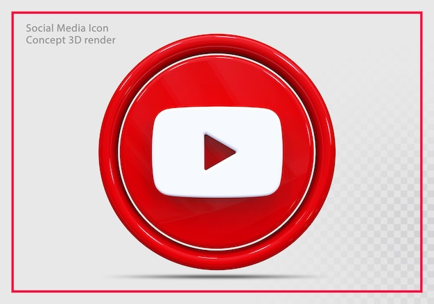 Rendering 3d dell'icona di youtube moderno