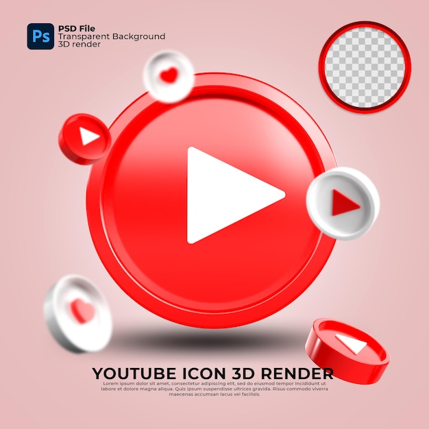 Youtube icon 3d render