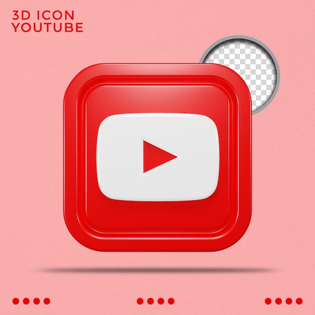 YouTube icon 3D rendered Social media icon isolated icon smart object