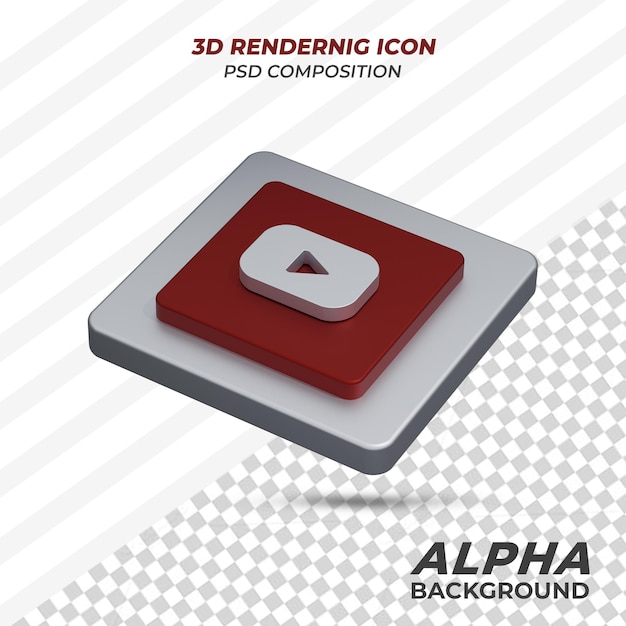 PSD youtube icon in 3d rendering