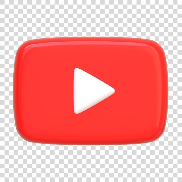 PSD icona youtube isolata su sfondo bianco pulsante di riproduzione per video e audio logo dell'app social media