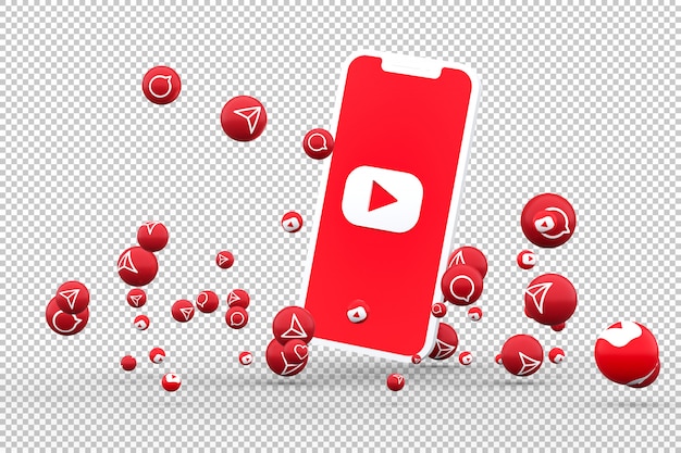 Youtube icon on screen smartphones and youtube reactions