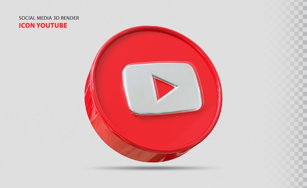 PSD youtube icon social media 3d render baner