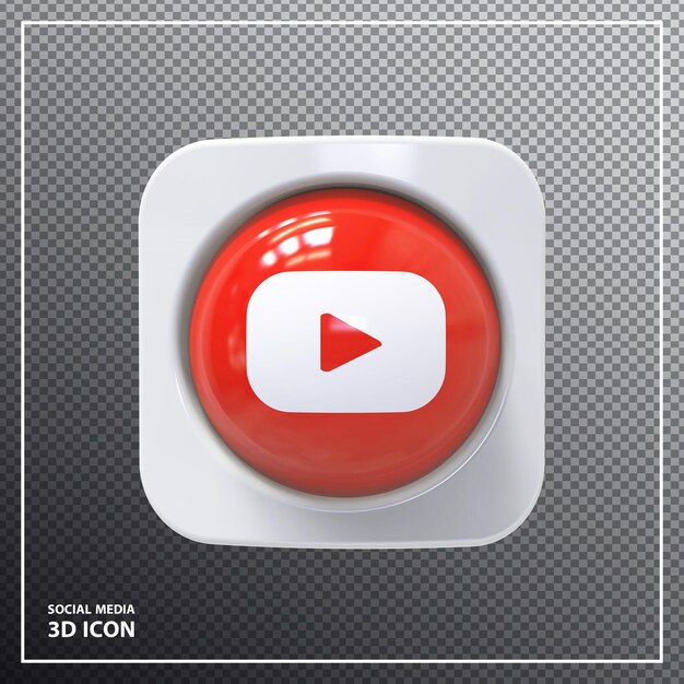 PSD youtube icon style 3d element render