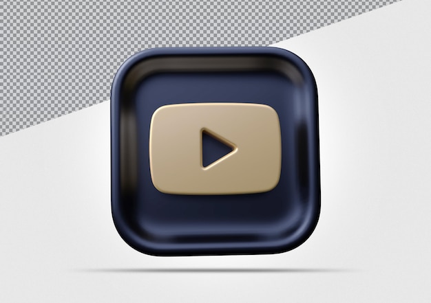 Youtube Icon Złoty social media render 3d