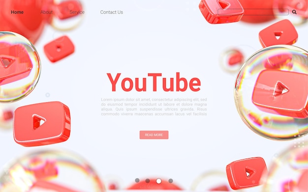 Youtube iconic blank space advertising background concept for website banner 3d render