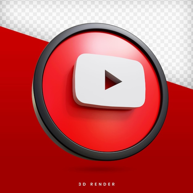 Youtube icoon 3d render premium ps