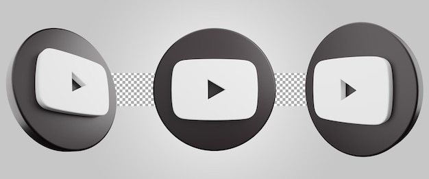 Youtubeは現実的なボタンを分離しました。 3dレンダリング