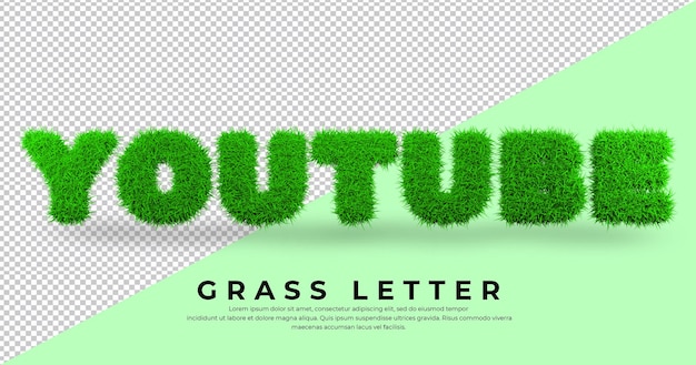 Youtube letter in 3d grass isolated