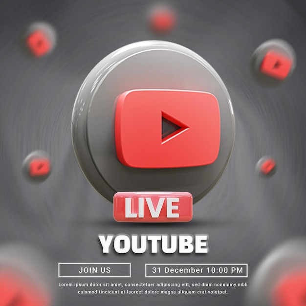 Youtube live social media promotionele postsjabloon of youtube social media advertentiepost