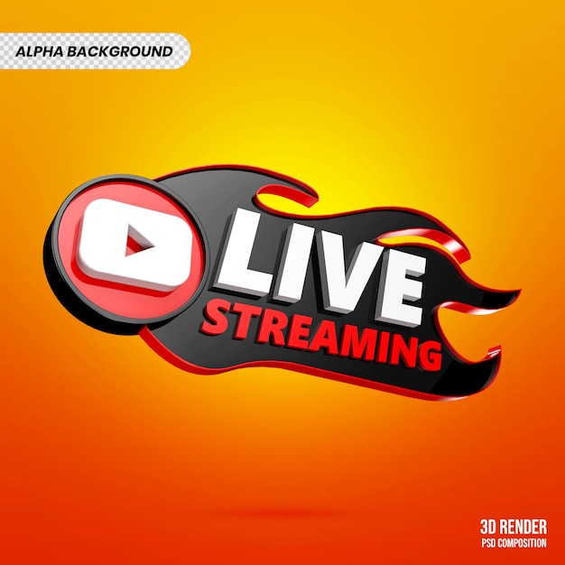PSD rendering 3d di youtube live stream banner