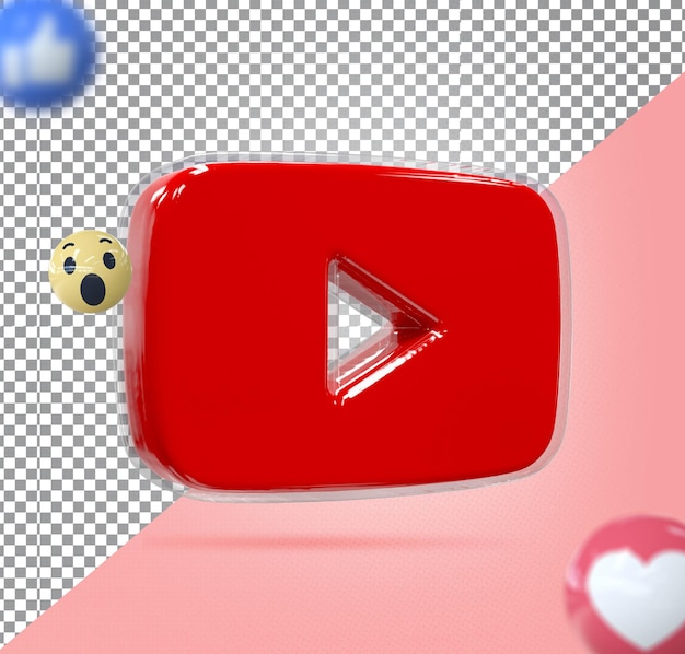 Youtube logo 3d render luxe