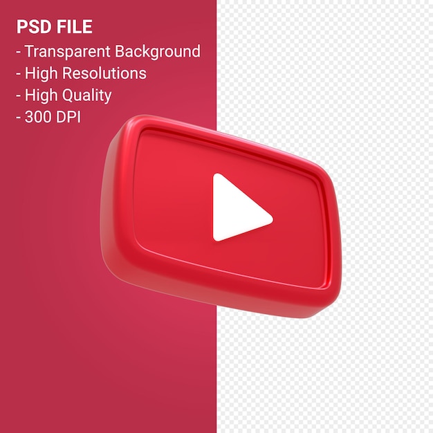 Youtube logo 3d-rendering geïsoleerd