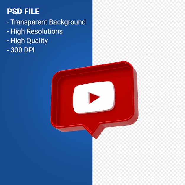 Youtube-logo 3d-rendering geïsoleerd