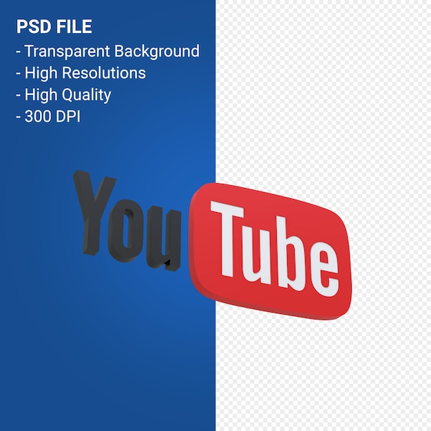 Youtube-logo 3d-rendering geïsoleerd