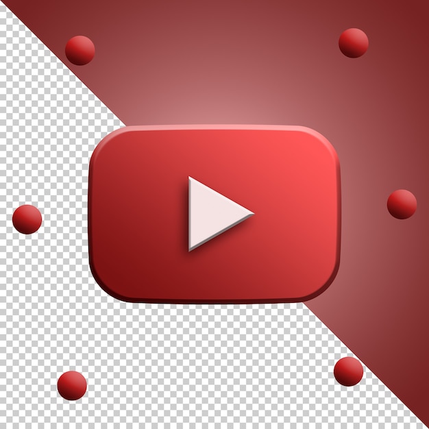 Youtube logo 3d rendering isolated