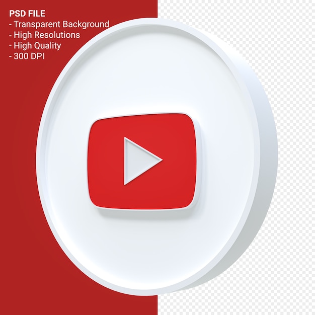 Youtube логотип 3d-рендеринга изолированные