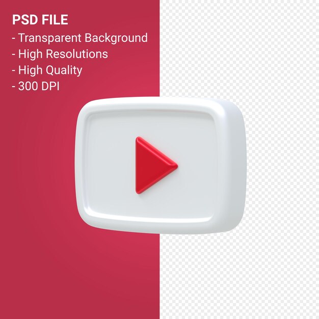 Youtube логотип 3d-рендеринга