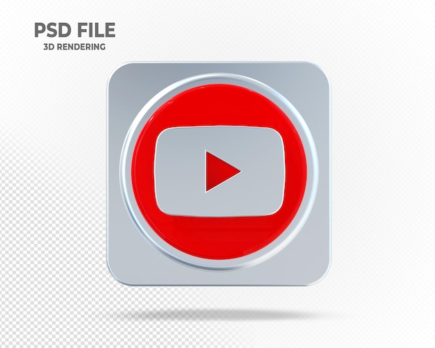 Youtube Logo 3D Social Media with Silver Styles