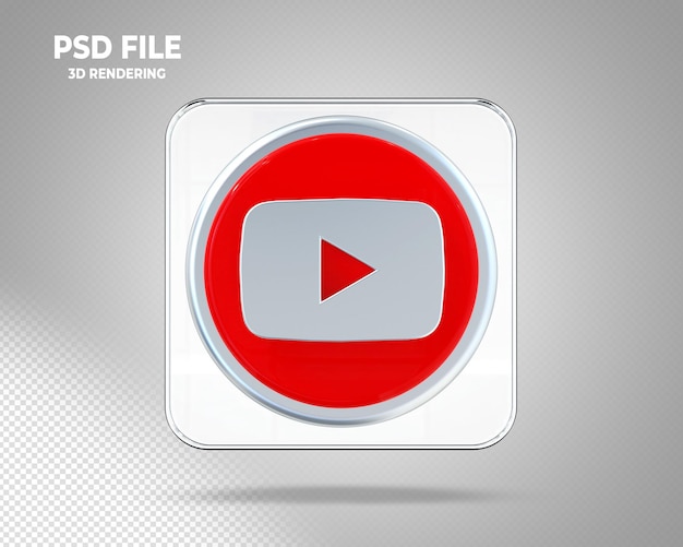 Youtube Logo 3d Social Media Ze Szklanymi Stylami