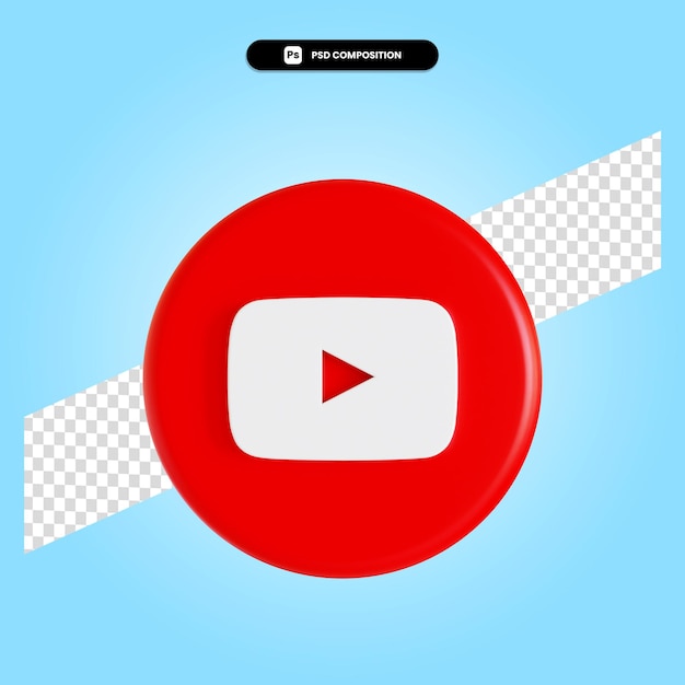 Youtube logo application 3d render illustration isolated