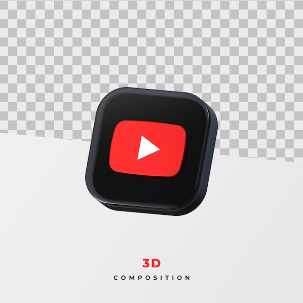 PSD youtube logo application 3d rendering