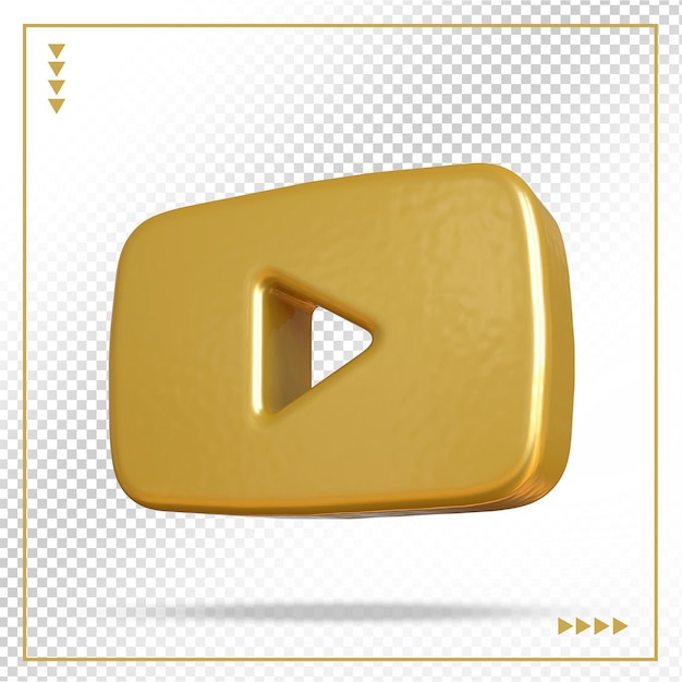 Stili 3d dell'oro del logo di youtube