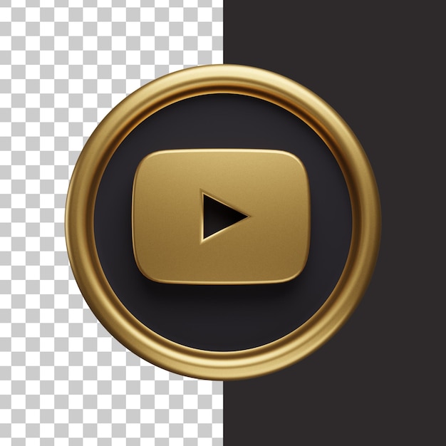 PSD youtube logo gold 3d