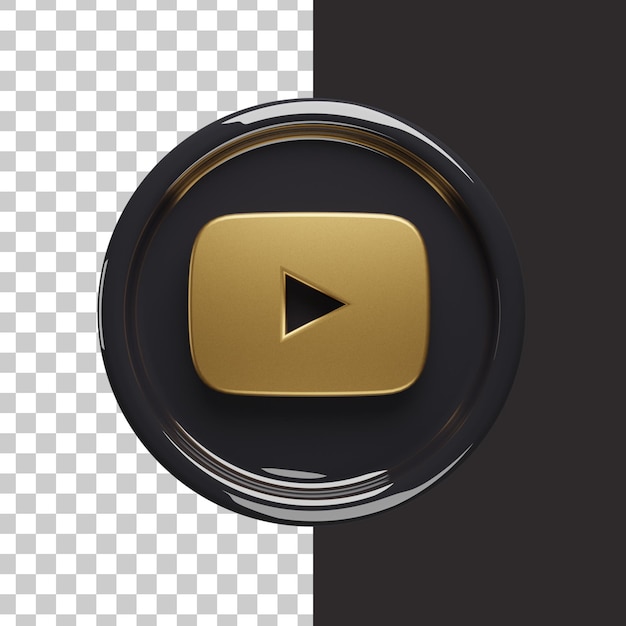 PSD youtube logo gold 3d