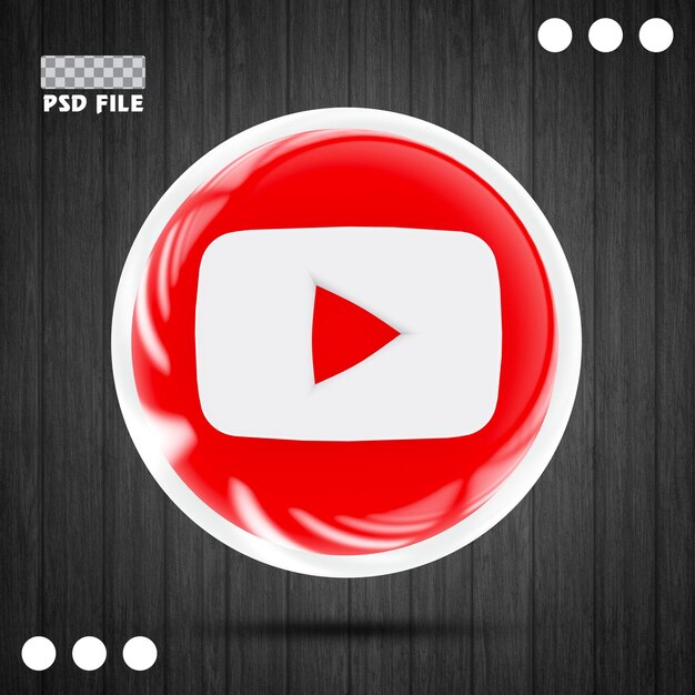 PSD youtube logo icon 3d social media in modern style