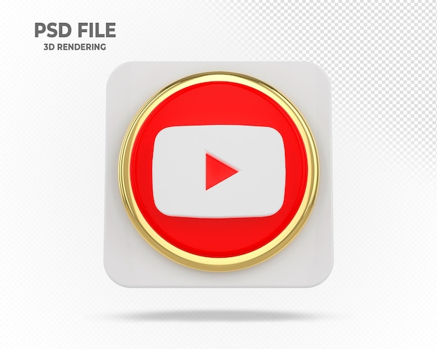 Youtube logo social media moderni con oro 3d