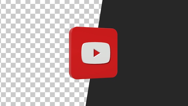 Youtube logo pictogram 3d vierkant rood.