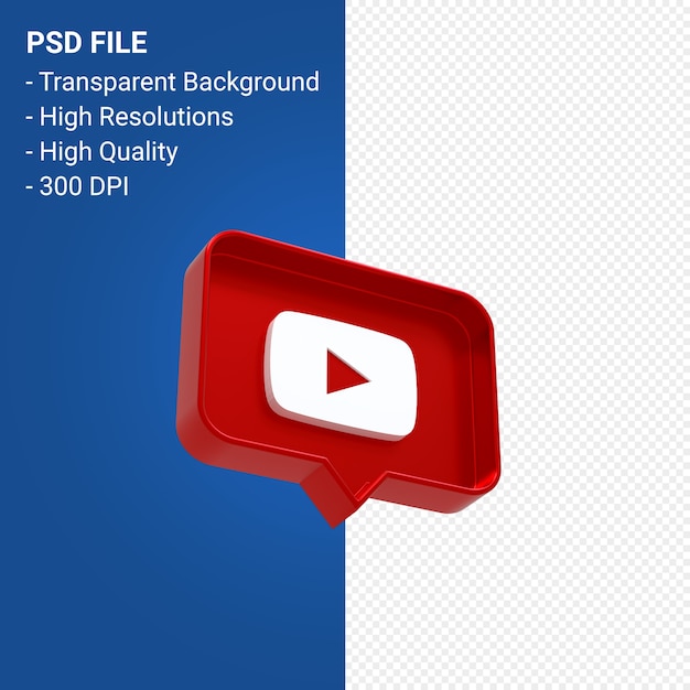 Youtube Logo Renderowania 3d Na Białym Tle