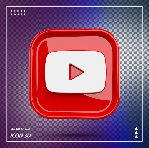 Youtube logo social media 3d luxury render