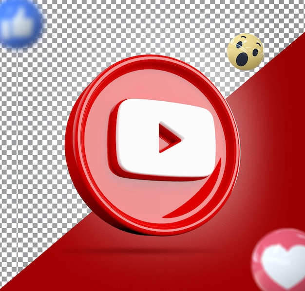 Youtube logo social media 3d render creatief