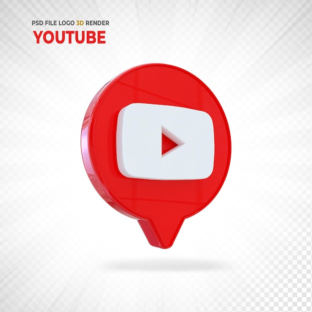 PSD youtube logo sosial media 3d render