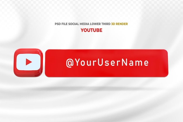 Premium PSD | Youtube lower third banner 3d style render