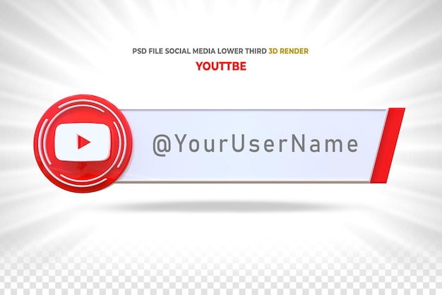 Youtube lower third banner 3d style render