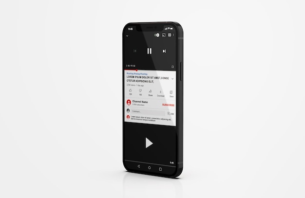 Youtube on mobile phone mockup