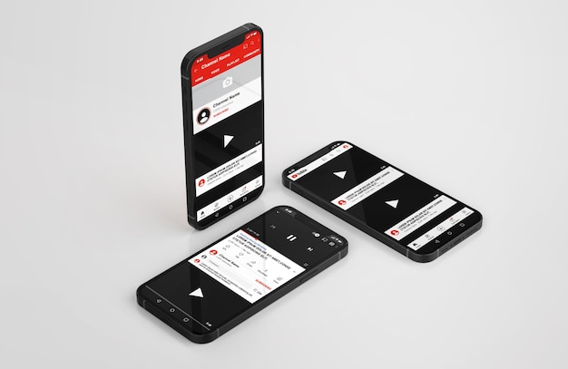 Youtube on mobile phone mockup