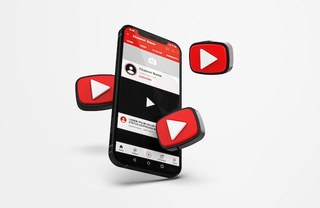 Youtube Na Makiecie Telefonu Komórkowego Z Ikonami 3d