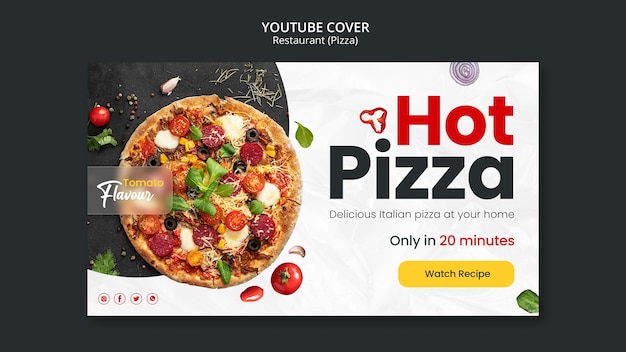 YouTube-omslagsjabloon voor pizzarestaurant