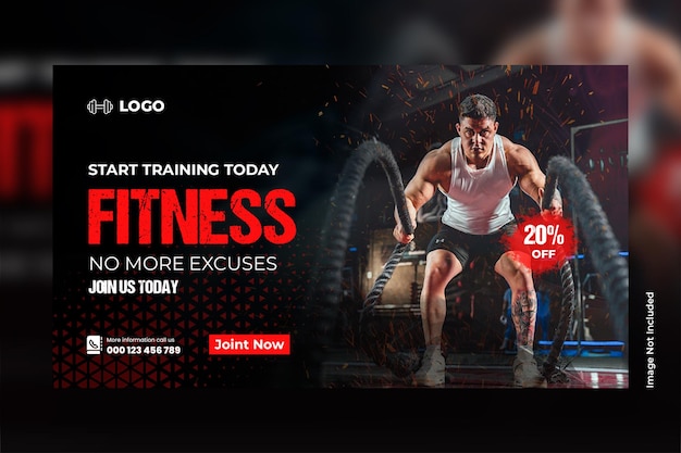 Youtube-omslagsmall för gym och fitness