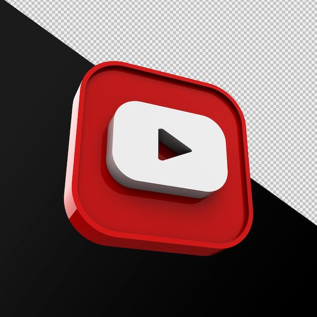 Youtube-pictogram, applicatie voor sociale media. 3d-weergave premium foto